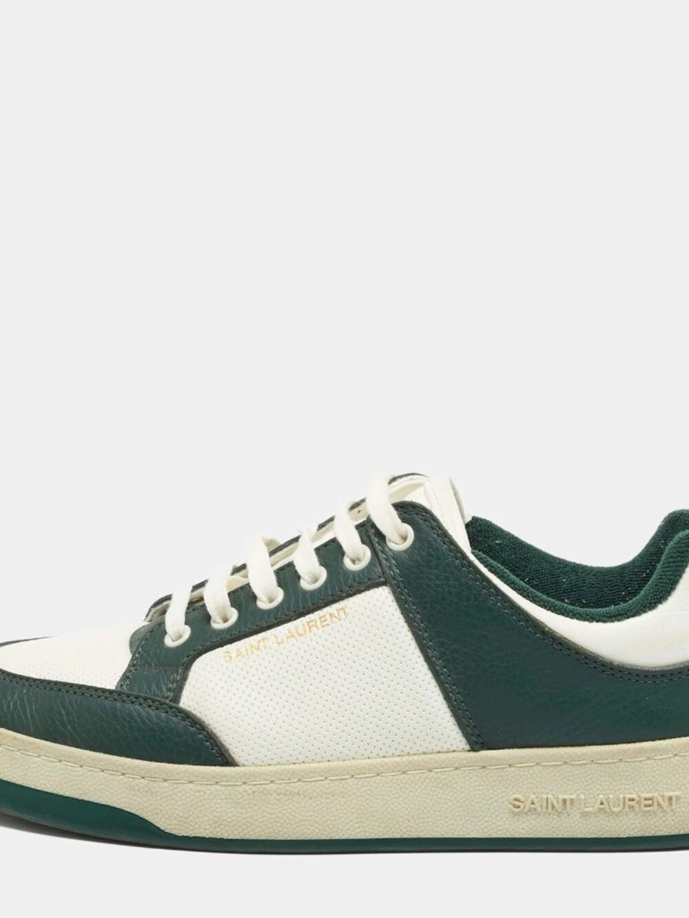 Saint Laurent SL61 Size 39 WhiteGreen Leather Low Top Sneakers